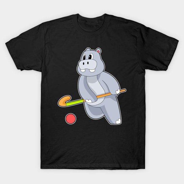 Hippo Hockey Hockey stick T-Shirt by Markus Schnabel